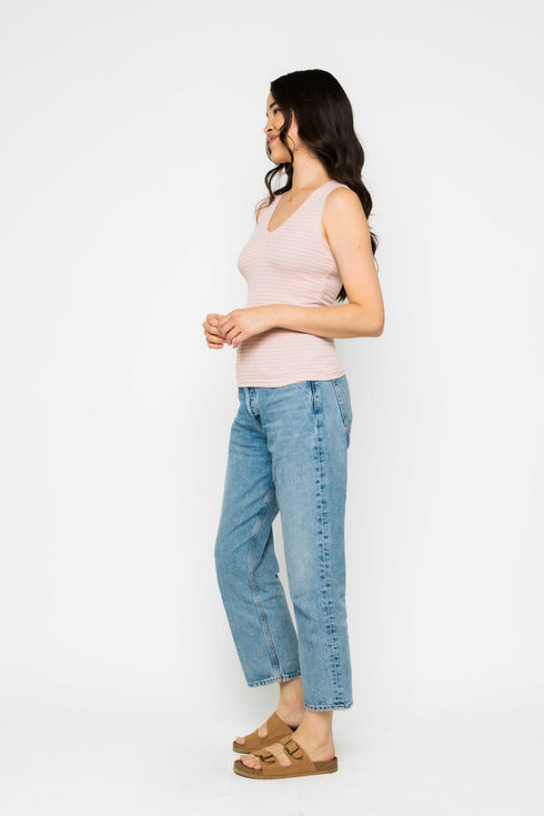 Joelle-Textured Vee Neck Tank